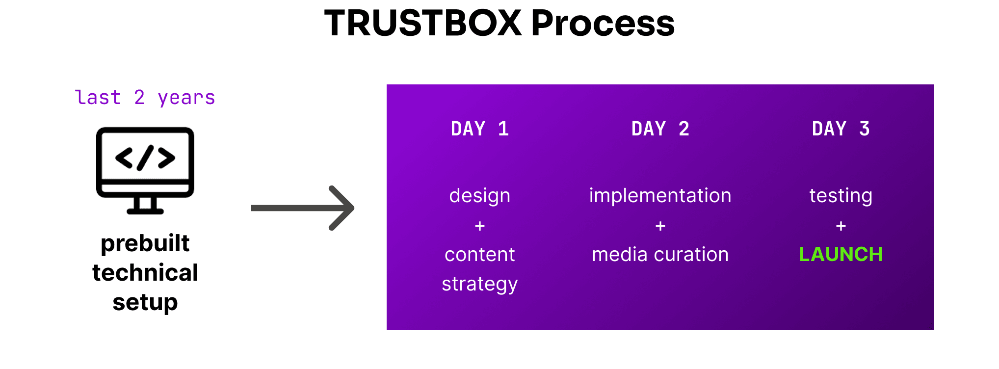 Trustbox 3-day website development process